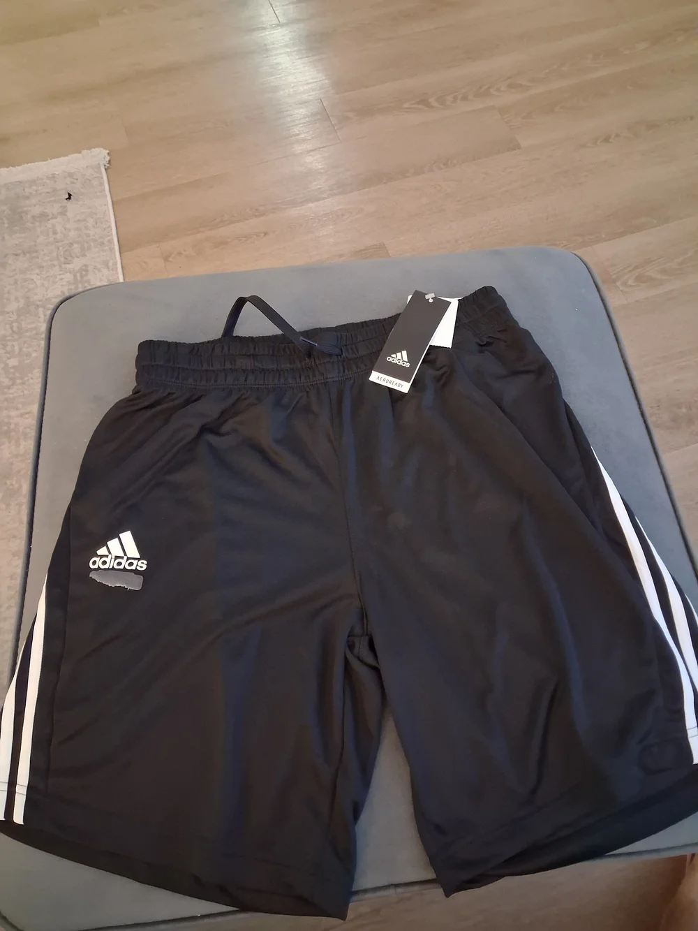 Adidas Kids Black Athletic Shorts with White Stripes